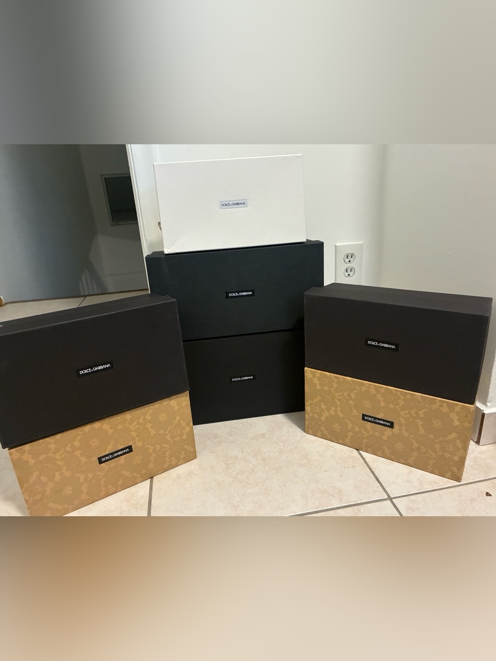 Dolce & Gabbana Black, White, Gold Branded Shoe Boxes(LOT OF 7)